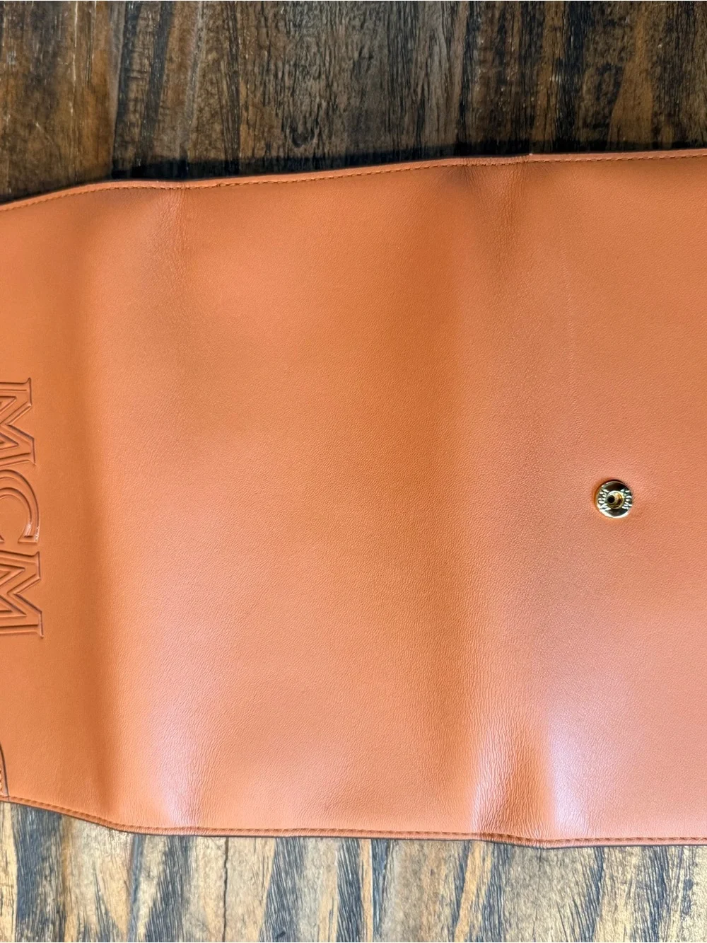 MCM Tan Leather Zip Wallet with Embossed Logo - Picture 6 of 6